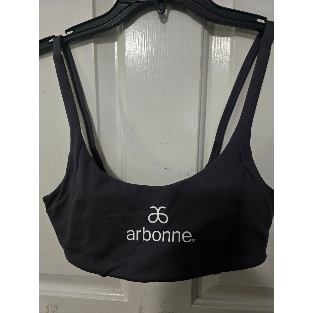 Arbonne Women Sports Bra XLarge Gray Twist Back Athletic Yoga Gym Crop Top